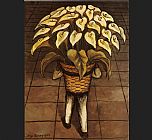 Man Canvas Paintings - Man Carrying Calla Lilies